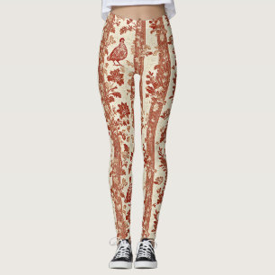 Leggings Poule en terre cuite rustique motif Toile rayée