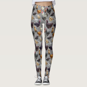 Leggings Poulets de jardin sur les pattes de Burlap gris