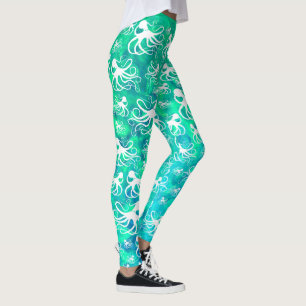 Leggings Poulpe blanc sur Seafoam - guêtres