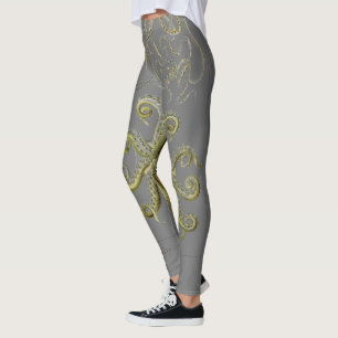 Leggings Poulpe, illustration de calmar, cru