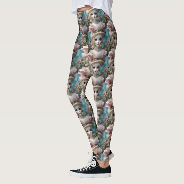 Leggings Poupée Vintage bleue, (Gauche)