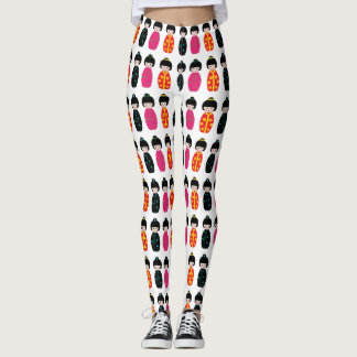 Leggings Poupées traditionnelles japonaises Kokeshi Geisha