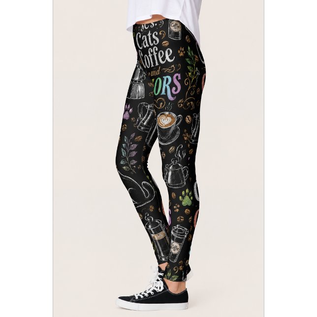 Leggings pour amoureux de café Chats & Café (Créateur téléchargé)