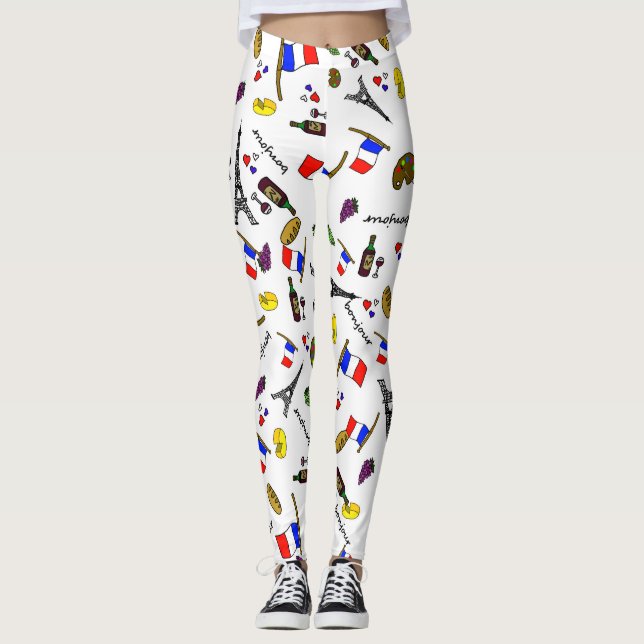 Leggings pour femmes à motif dessiné à la main sur (Devant)