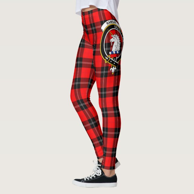 Leggings pour femmes à tartan Clan Ramsay Crest Sc (Gauche)