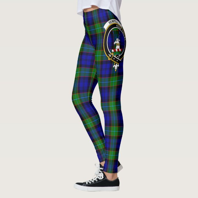 Leggings pour femmes à tartan Clan Sempill Crest d (Gauche)
