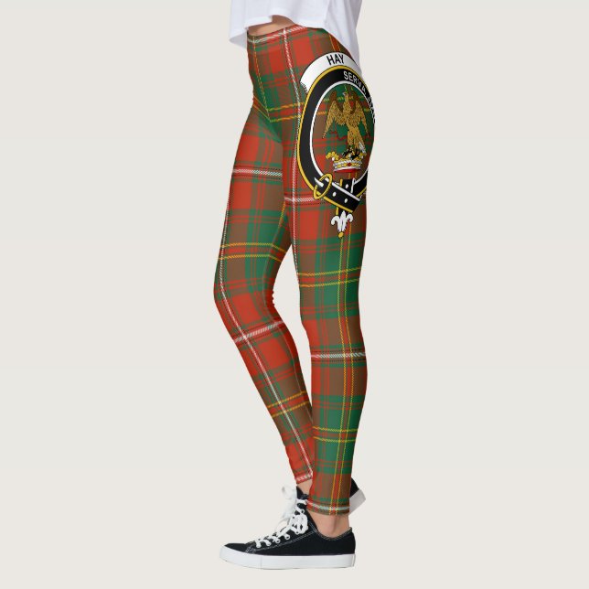 Leggings pour femmes à tartan du Clan Hay Crest Sc (Gauche)