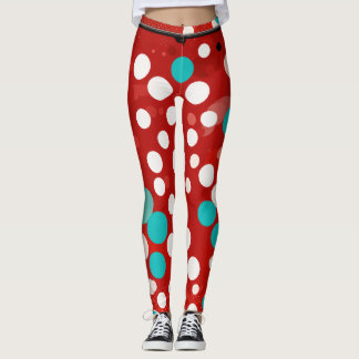 leggings pour femmes avec des points folka rouges