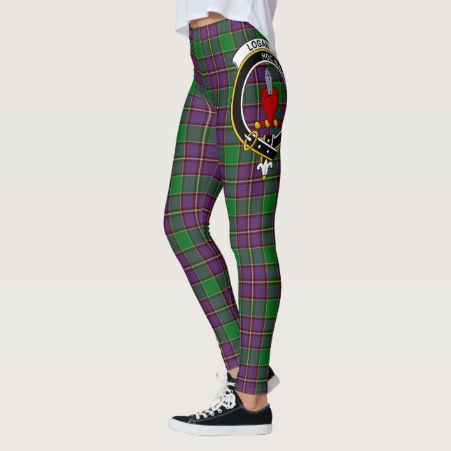 Leggings pour femmes Clan Logan Crest Tartan Scots (Gauche)