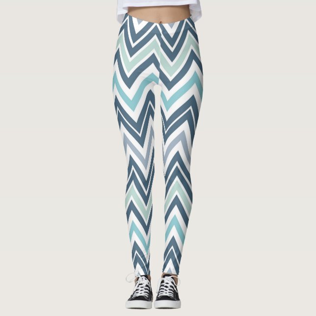 Leggings pour femmes de Chervron bleu/vert (Devant)