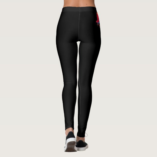 Leggings pour femmes noires avec design de perroqu (Dos)