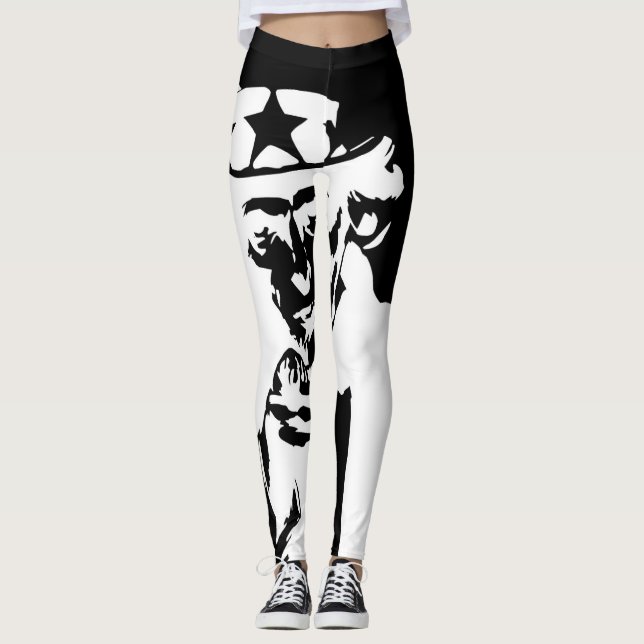 Leggings pour femmes noires/blanches (Devant)