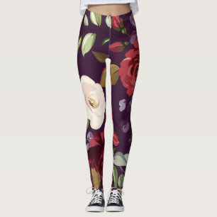 Leggings pour femmes Plum violet Rose or géométriq