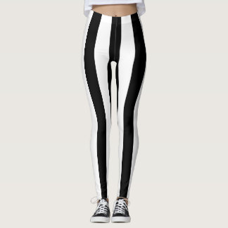 Leggings pour femmes rayées noir et blanc