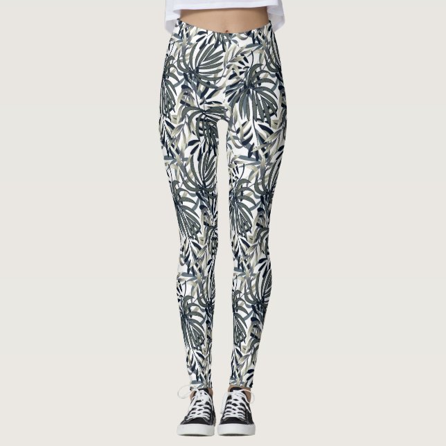 Leggings pour femmes tropicales gris/olive (Devant)