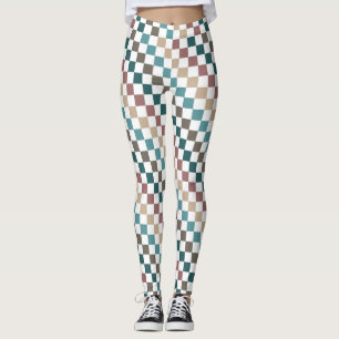 Leggings pour femmes vert/Brown Multi À damiers