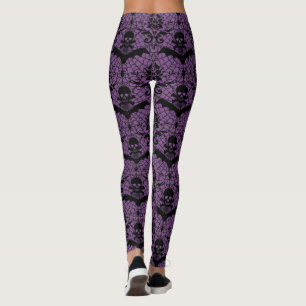 Leggings Pourpre de damassé de Halloween