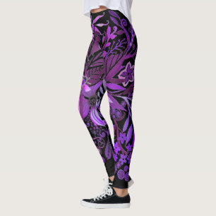 Leggings Pourpre floral d'imaginaire