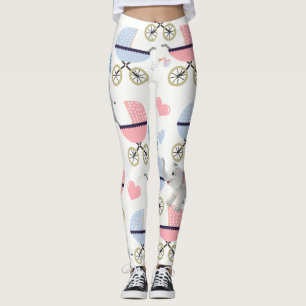 Leggings Poussette Bébé Cigogne Rose & Bleu Éléphant Leggin