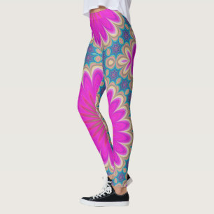 Leggings Pouvoir floral rétro Mandala psychédélique