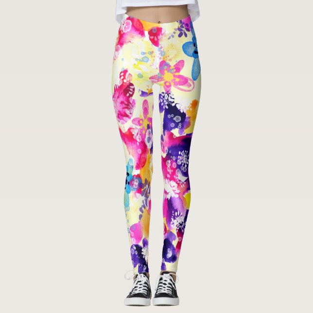 Leggings Prairie de fleurs sauvages Fleurs shabby (Devant)