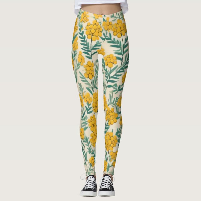 Leggings Pré d'or : Des floraisons de Tansy gaies (Devant)