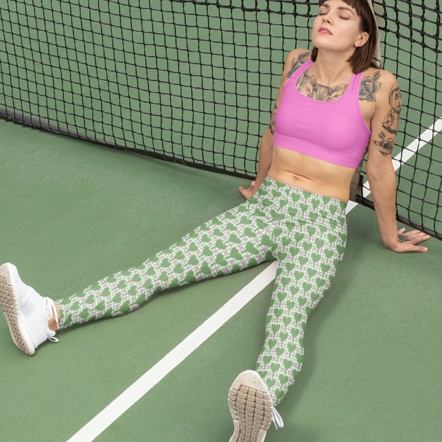 Leggings Preppy Green et rose En vichy Pickleball (Créateur téléchargé)