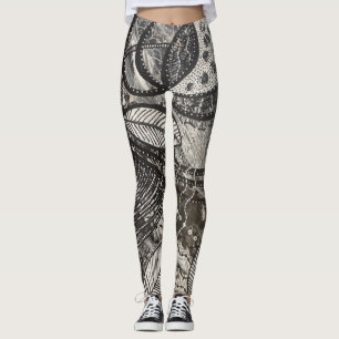 Leggings Presque partout 3 Peinture acrylique noir et blanc