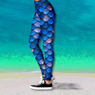 Leggings Pretty Blue Mermaid Fish Scales