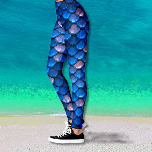Leggings Pretty Blue Mermaid Fish Scales (Créateur téléchargé)