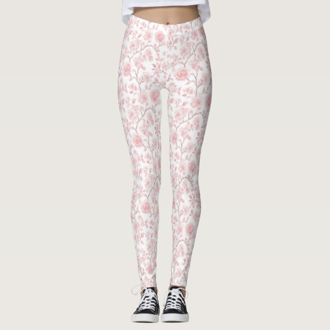 Leggings Pretty Pink Roses Floral (Devant)