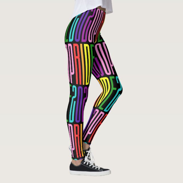 Leggings Pride 2020 Original 8 Stripes LGBT Rainbow Text (Droite)