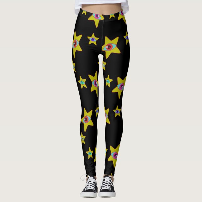 Leggings Princesse de l'espace aux yeux étoilés aliens (Devant)