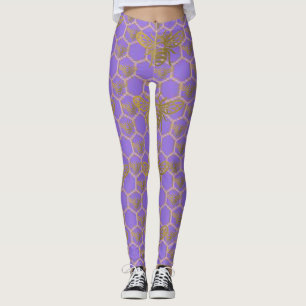 Leggings Princesse de l'huile de CBD abeille dorée violette