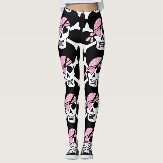 Leggings Princesse Pink Skull de pirate (Devant)