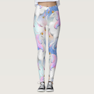 Leggings Princesse Unicorn rose et bleu nuit