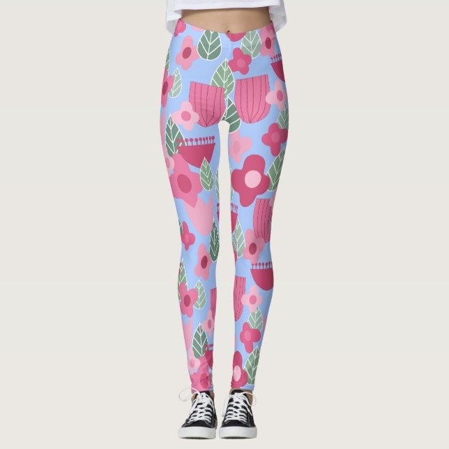 Leggings Printemps rose scandinave (Devant)