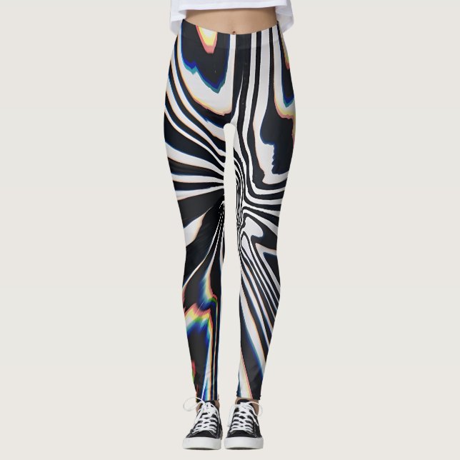 Leggings Prisme de ligne déformée Glitch (Devant)
