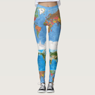 Leggings Projection de la carte du monde artistique