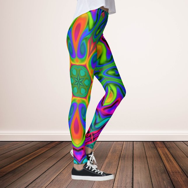 Leggings Psychedelic Hippie Flower Rainbow (Créateur téléchargé)