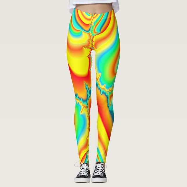 Leggings Psychédélique fractale colorée personnalisée (Devant)