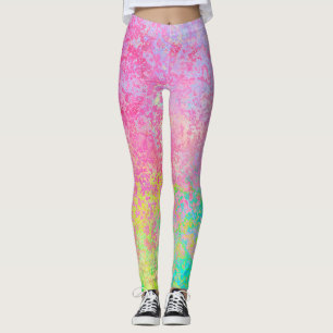 Leggings Psychédélique fraise rose néon Pastel Abstrait