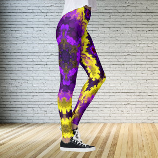 Leggings Psychédélique Mandala Fleur Jaune et Violet