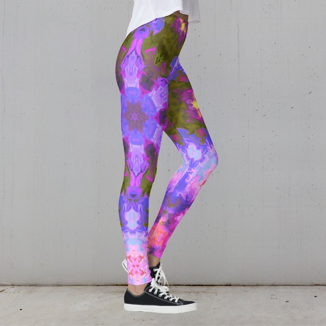 Leggings Psychédélique Mandala Fleur violet et bleu (Créateur téléchargé)