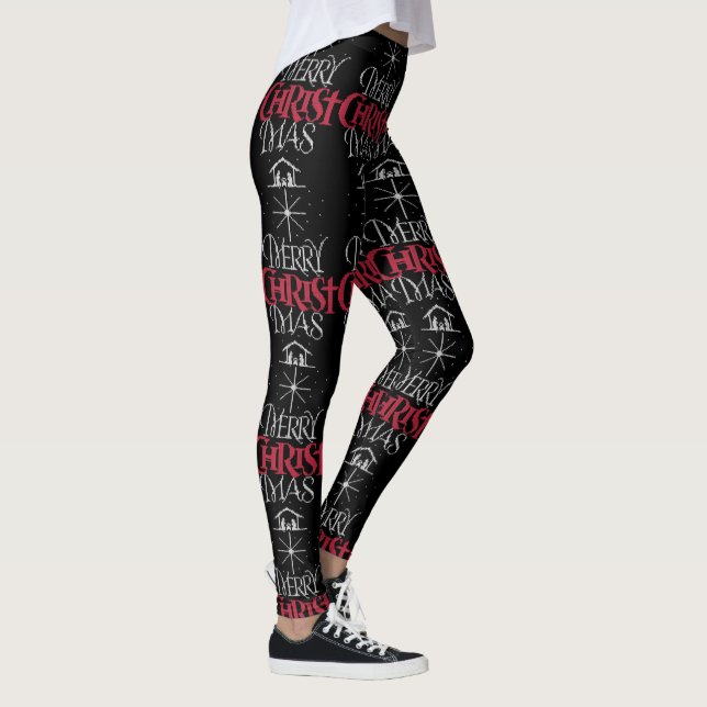 Leggings Pugilant pull de Noël - Tricot de grand-mère - Chr (Droite)