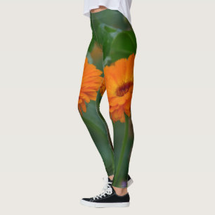 Leggings puissance de la fleur orange