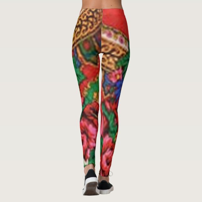 Leggings Puissance des fleurs dans les tons rouges foncés e (Dos)