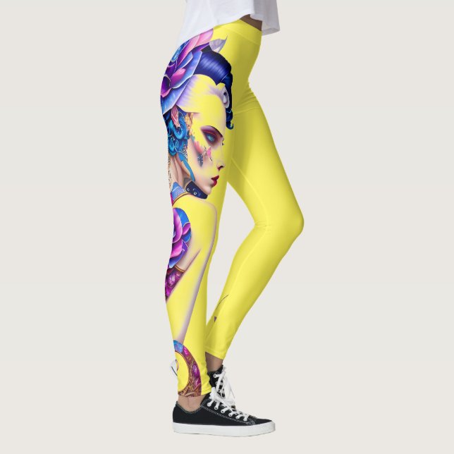 Leggings Punk Femme Cascadé Floral (Droite)