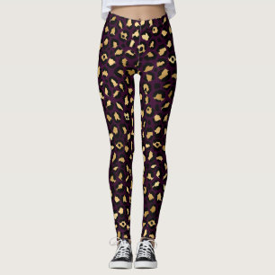 Leggings Purple and Gold Leopard Series Design 2