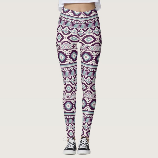 Leggings Purple Aztec Mélange les jambes des femmes (Devant)